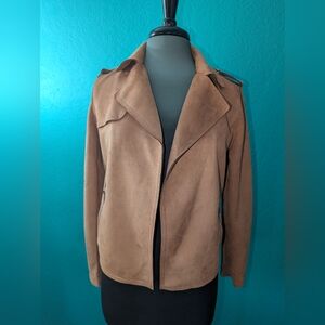 Tahari Women's Brown Suede Leather Jacket